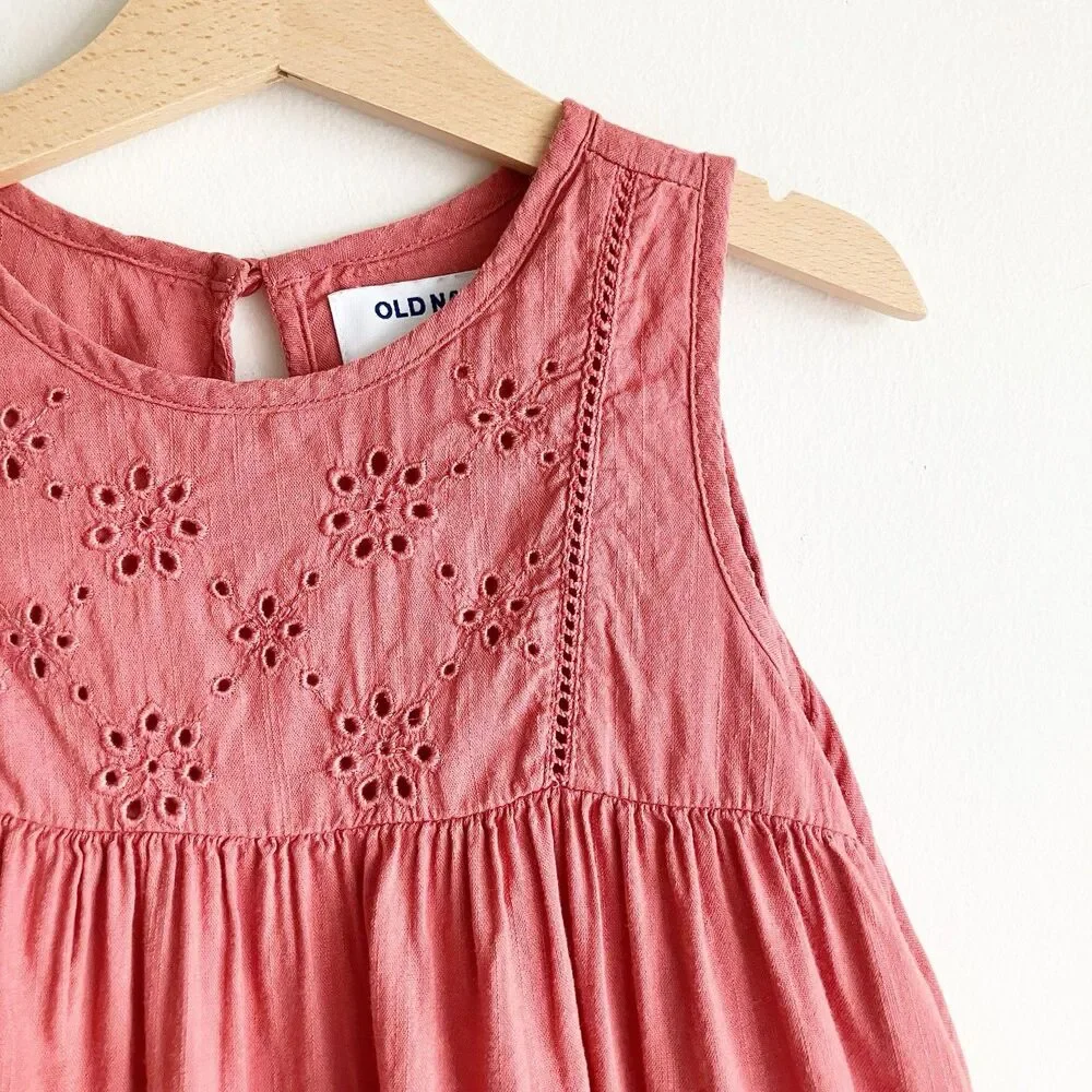 Old Navy Girls Eyelet Top Size 4T Sleeveless Boho Earthy Terra Cotta Rust - Picture 2 of 6